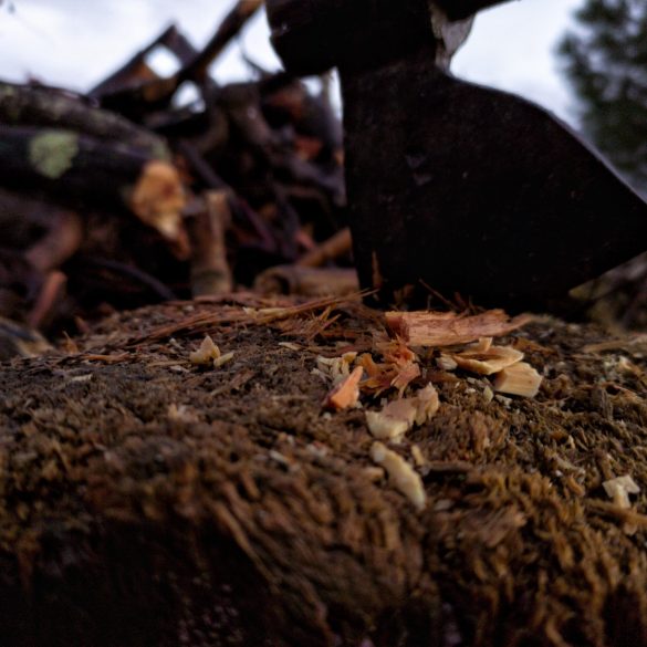 Grinding an axe head British Columbia